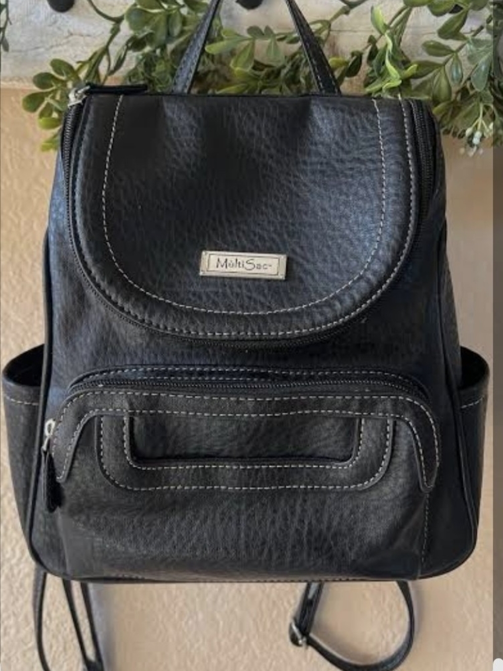Black Leather Backpack Purse For Women MULTI-SAC